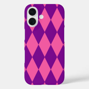 Pink and Purple Harlequin Checkered Design iPhone 16 Case