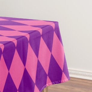 Pink and Purple Harlequin Checkered Design Tablecloth