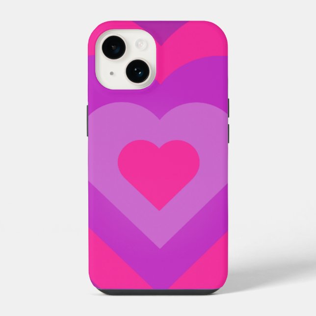 pink and purple heart pattern iphone 14 case. case (Back)