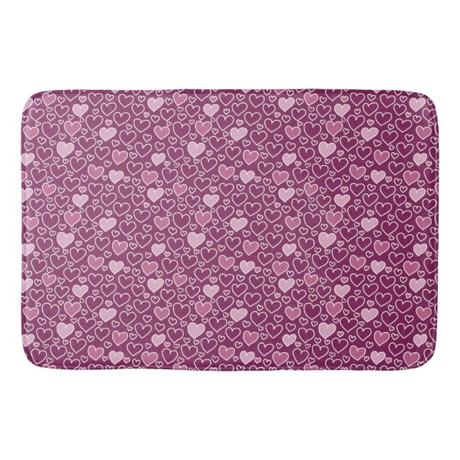 Pink and Purple Hearts Bath Mat (Front)