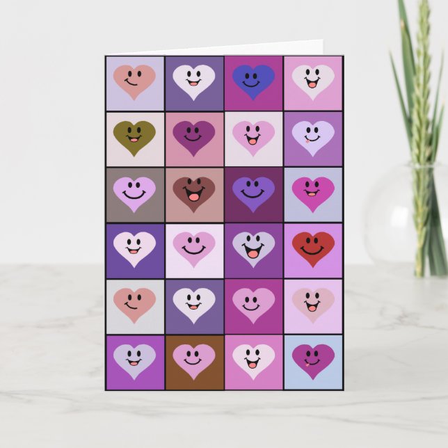 Pink and Purple Hearts Card (Front)
