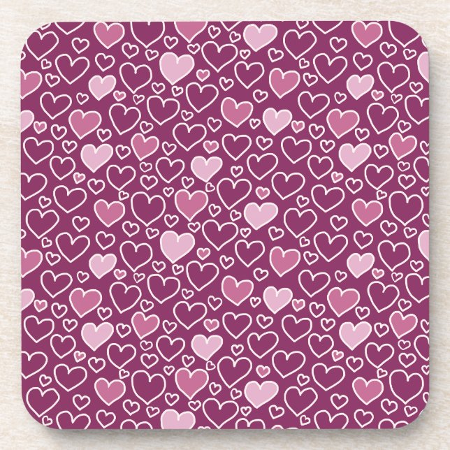 Pink and Purple Hearts Coaster (Front)