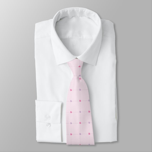 Pink and  Purple  Hearts On Pink Tie (Tied)