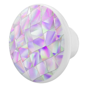 Pink and Purple Holographic Pattern Ceramic Knob