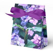 Pink and Purple Hydrangea Favour Box with Ribbon