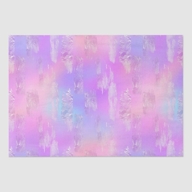 Pink and Purple Iridescent Brushstrokes Pattern Tissue Paper (Front)