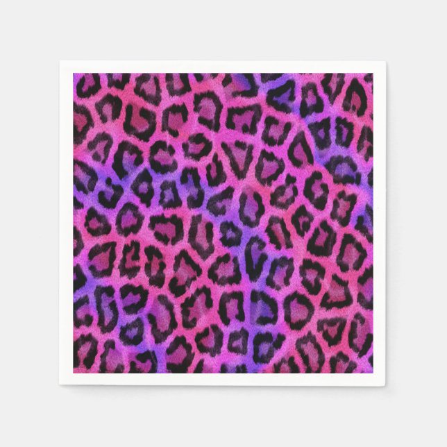 Pink and Purple Leopard Fur Spots Pattern Napkin (Front)