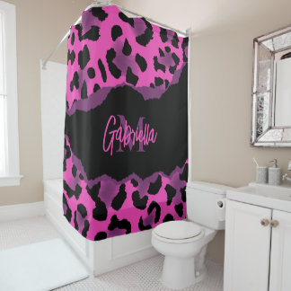Pink and Purple Leopard Print Shower Curtain