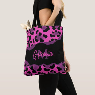 Pink and Purple Leopard Print Tote Bag
