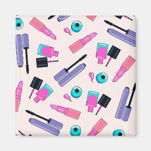 Pink and Purple Make Up Cosmetics Pattern Magnet