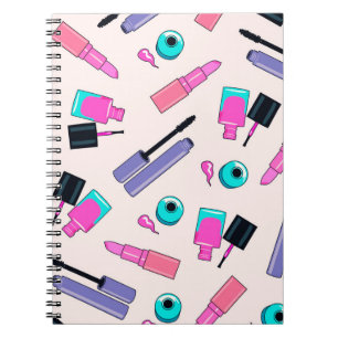 Pink and Purple Make Up Cosmetics Pattern Notebook