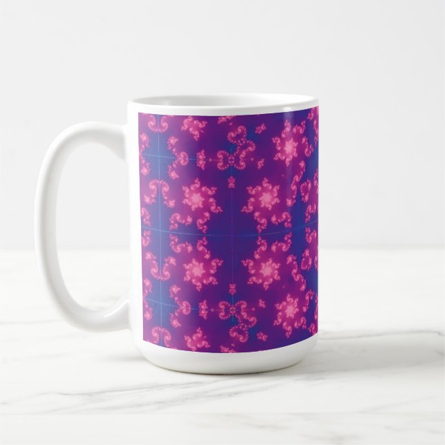 Pink and Purple Mandela Round Snowflakes Coffee Mug (Left)