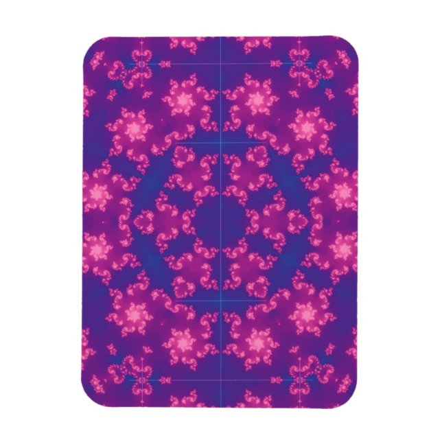 Pink and Purple Mandela Round Snowflakes Magnet (Vertical)