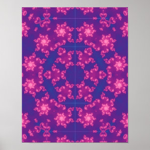 Pink and Purple Mandela Round Snowflakes Poster