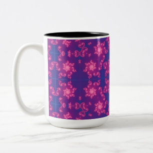Pink and Purple Mandela Round Snowflakes Two-Tone Coffee Mug