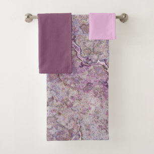 Pink and Purple Marble Bath Towel Set