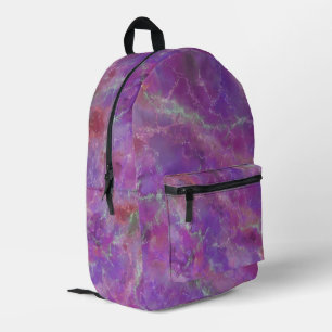 Pink And Purple Marble Pattern  Printed Backpack