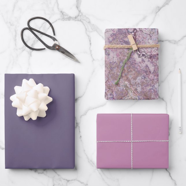 Pink and Purple Marble  Wrapping Paper Sheet (Front)