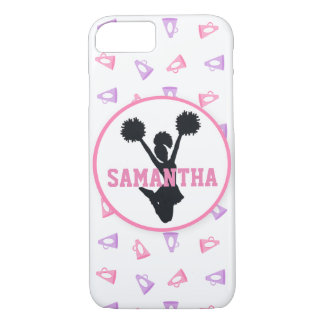 Pink and Purple Megaphones Cheer Personalised iPhone 8/7 Case