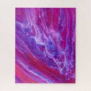 Pink And Purple Melting Marble Acrylic Pour Jigsaw Puzzle
