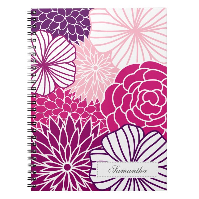 Pink and Purple Mod Floral Notebook (Front)