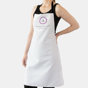 Pink and Purple Monogram Modern Business Apron
