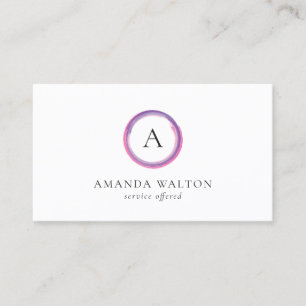 Pink and Purple Monogram Modern Business Card