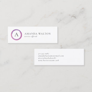 Pink and Purple Monogram Modern Mini Business Card