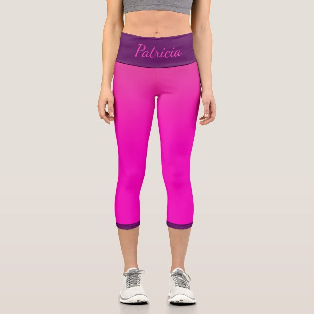 Pink and Purple Name Template Capri Leggings (Front)