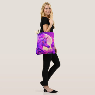 Pink and Purple Night Unicorn Art Tote Bag