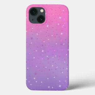 Pink and Purple Ombre Gradient with Stars iPhone 13 Case