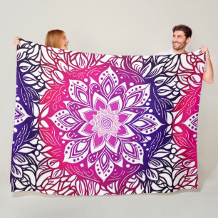 Pink and Purple Ombre Mandala Fleece Blanket