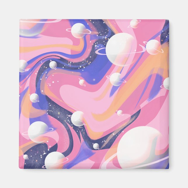 Pink And Purple Outer Space Swirl Abstract Magnet (Front)