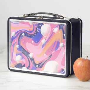 Pink And Purple Outer Space Swirl Abstract Metal Lunch Box