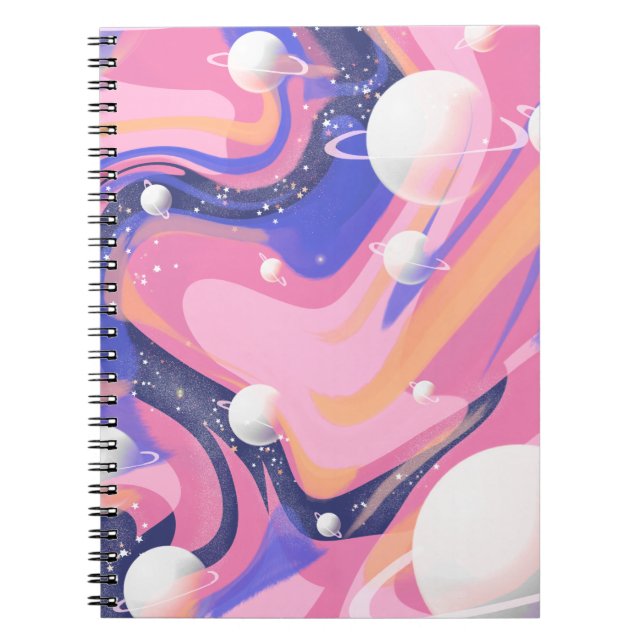 Pink And Purple Outer Space Swirl Abstract Notebook (Front)