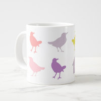 Pink and Purple Pastel Birds with Birdhouse