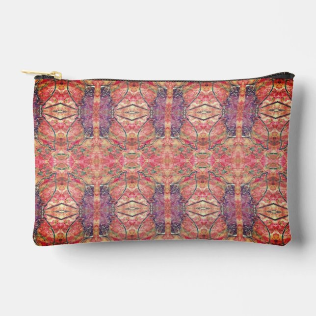 Pink and purple pattern  accessory pouch (Front)