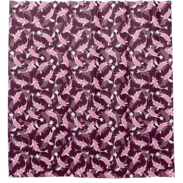 Pink and Purple Pattern - Koi Fish Shower Curtain (Front)