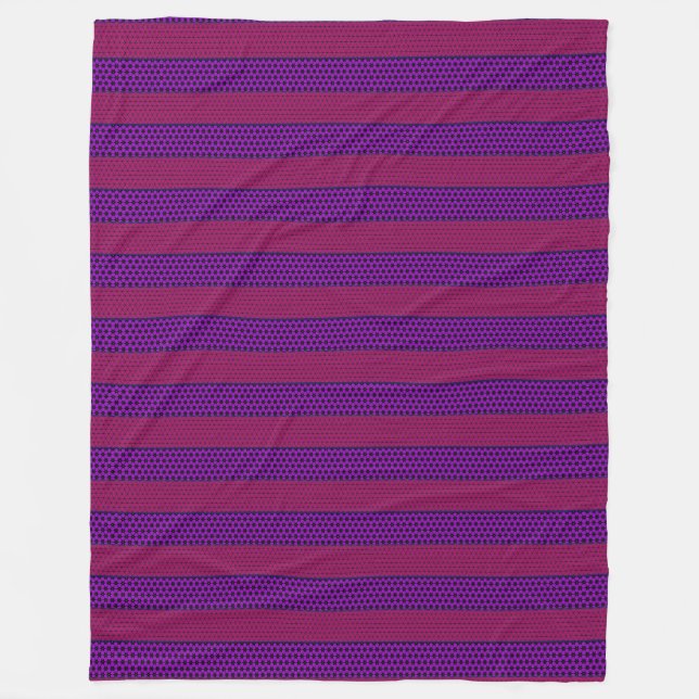 Pink and Purple Patterned Stripes Fleece Blanket (Front)