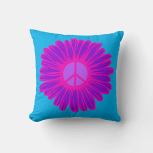 Pink And Purple Peace Daisy Cushion