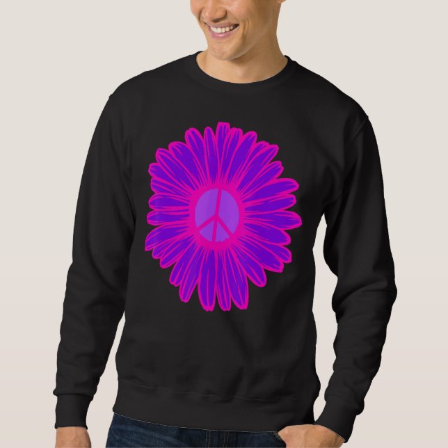 Pink And Purple Peace Daisy Sweatshirt (Front)