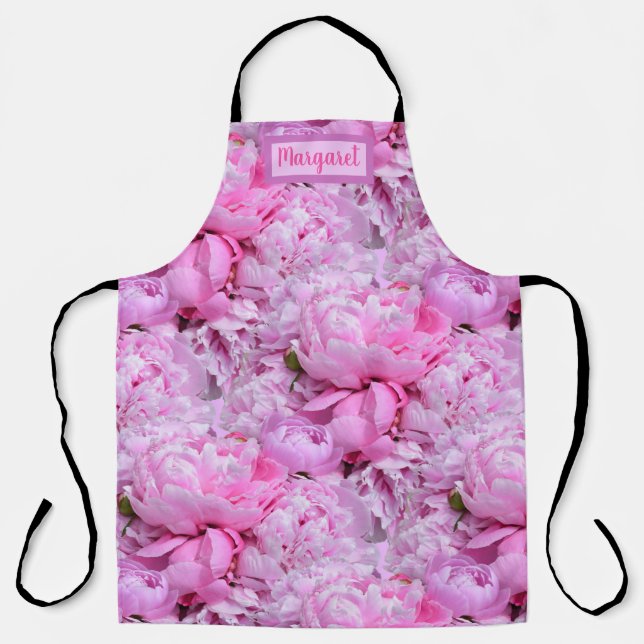 Pink and Purple Peonies Apron (Front)