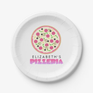 Pink and Purple Pizza Party Paper Plate