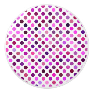 Pink and Purple Polka Dots Ceramic Knob
