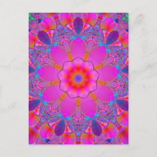 Pink and Purple Psychedelic Mandala Postcard