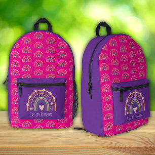 Pink and purple rainbow kids  printed backpack