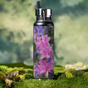 Pink and Purple Rhododendrons Floral Water Bottle