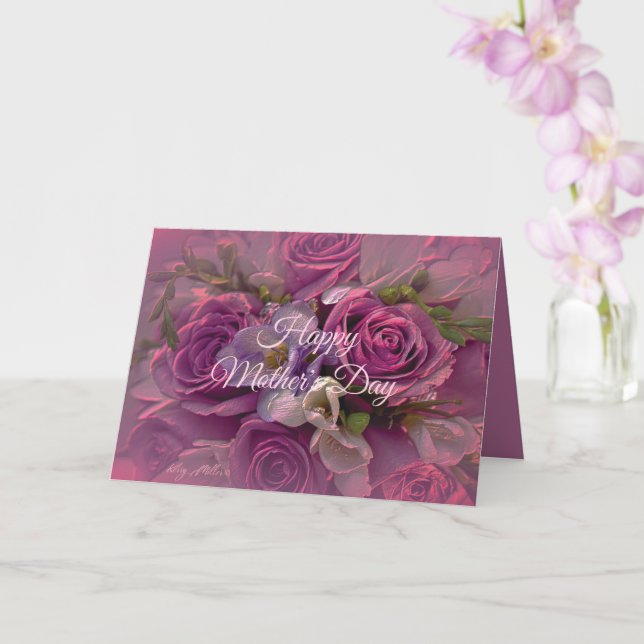 Pink and Purple Rose Mother's Day Greeting Card (Orchid)