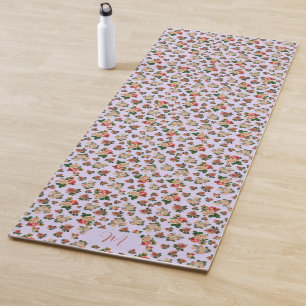 Pink and Purple Roses Floral Colourful Yoga Mat