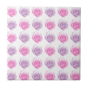 Pink and purple roses floral pattern tile